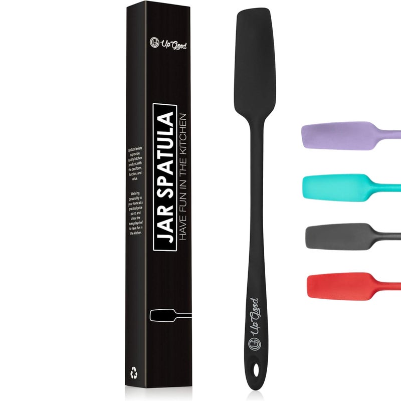 UpGood Silicone Jar Spatula | 600F Heat Resistant Non-Stick Rubber Scraper | Perfect for Jars, Smoothies, Blenders | One Piece Utensils | Durable Kitchen Cookware (UpGood Professional Spatulas, Black) - Image 1